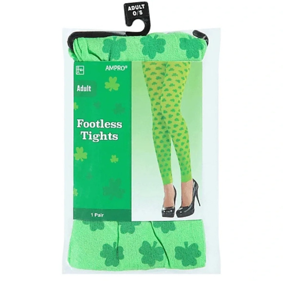 Ampro Women’s Green Clover Semi Sheer‎ Ankle Length Footless Tights One Size NWT - Picture 2 of 4